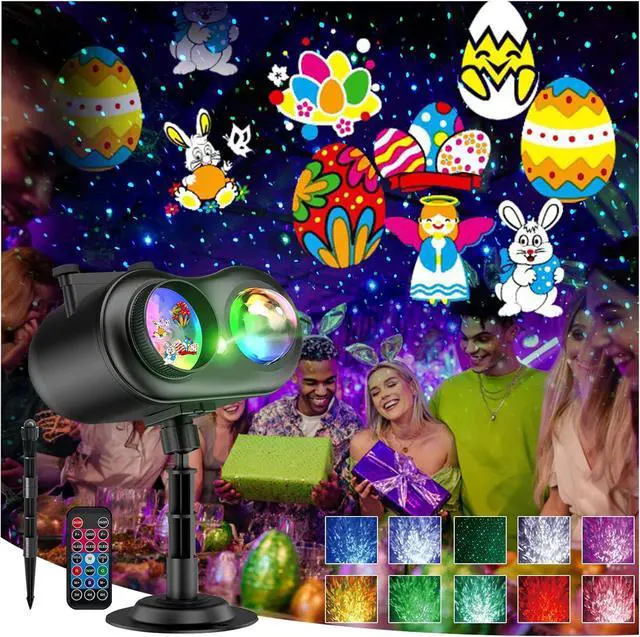 Main image of Easter Decor Projector Lights Outdoor - 3 in 1 HD Effects (Firefly & Ocean Wave + 10 Slides & 10 Colors) Waterproof with Timer Holiday Landscape Light for Indoor Outdoor House Decor