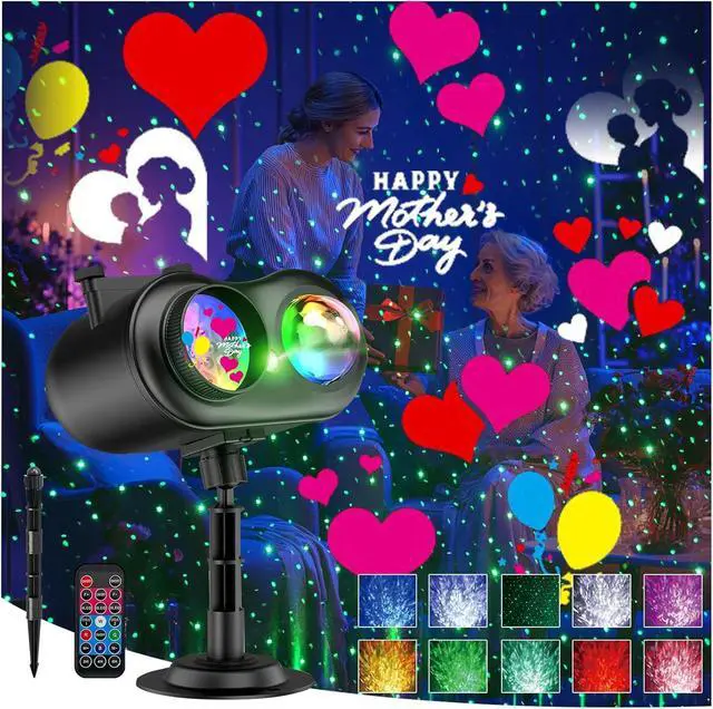 Alt view image 6 of 7 - Easter Decor Projector Lights Outdoor - 3 in 1 HD Effects (Firefly & Ocean Wave + 10 Slides & 10 Colors) Waterproof with Timer Holiday Landscape Light for Indoor Outdoor House Decor