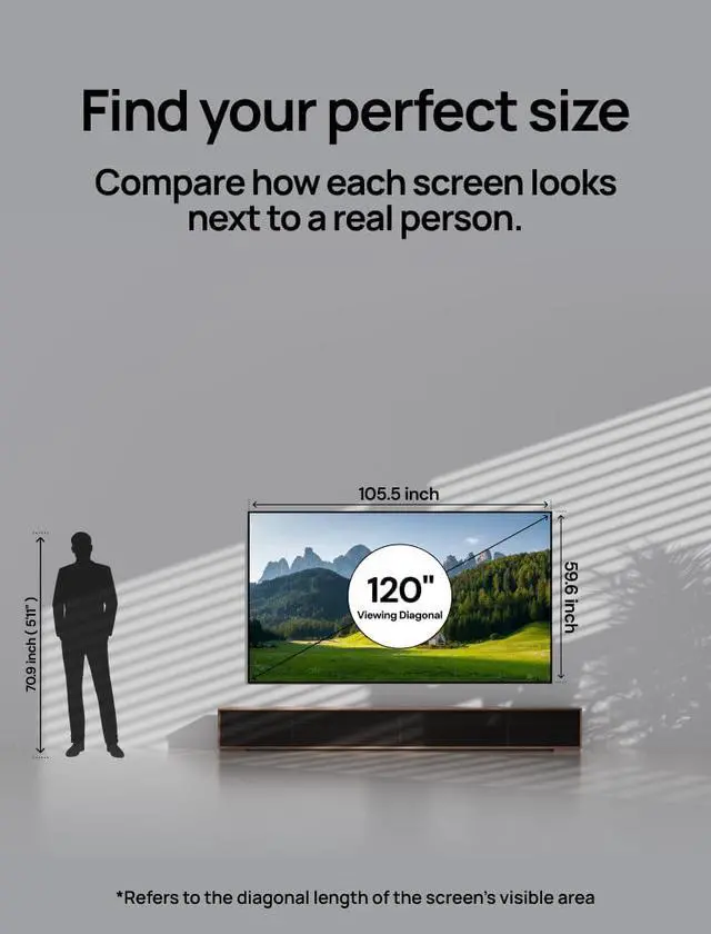 Alt view image 3 of 7 - 120" Fixed Frame Projector Screen, 1.3 dB Peak Gain, The Perfect Combo with LTV-2500, 80% Picture Quality Improved, 4K / 8K Ultra HD, Active 3D Wall Mount Projector Screen, MW-120