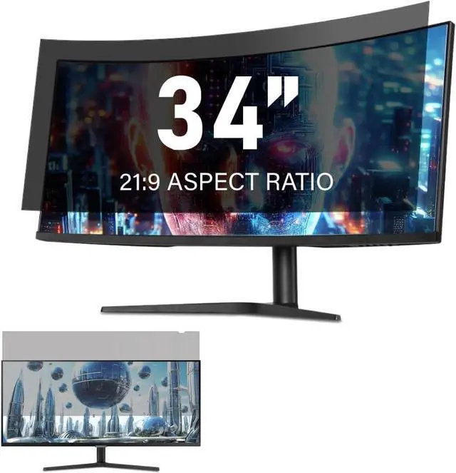 Main image of 34 Inch Computer Privacy Screen Filter for 21:9 Ultra-Wide Aspect Ratio Widescreen Monitor - Anti Glare Blue Light Filter, Screen Protector - Made in Korea