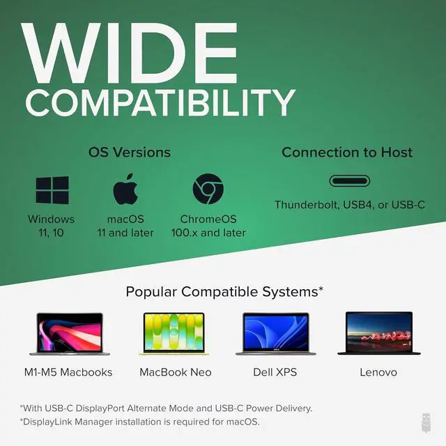 Alt view image 6 of 7 - Plugable USB C Triple Display Docking Station with Laptop Charging, for Thunderbolt, USB4, or USB C Systems, Compatible with Windows, macOS, ChromeOS laptops (3x HDMI, 6x USB 5Gbps Ports, 100W USB PD)