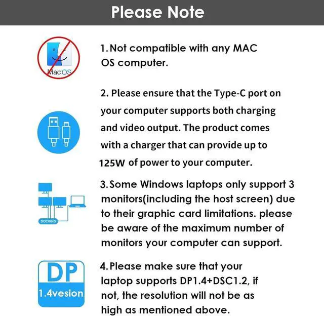 Alt view image 4 of 7 - USB C Docking Station, PD3.1 Docking Station 3 Monitors with 2* DP + HDMI,Single 4K@144Hz,140W Charger, USB-C 10Gbps, 2* USB-A 5Gbps, Gigabit Ethernet, Audio/Mic, for Windows,Dell,HP,