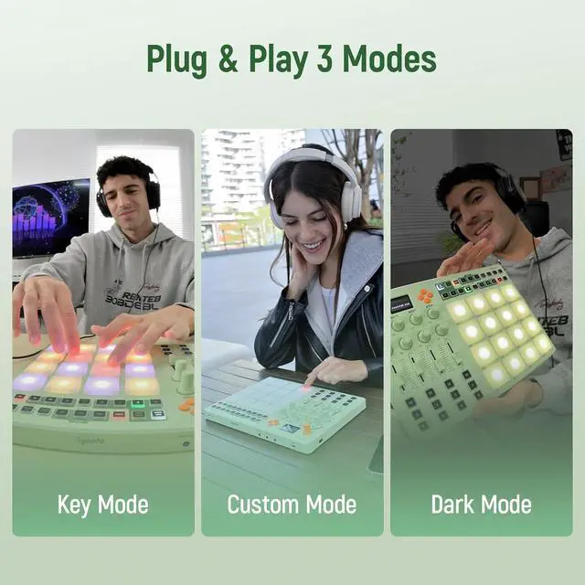 Alt view image 6 of 7 - Midi Pad Controller, Portable Beat Maker Machine with Drum Pads, Beginners Beating Pad Velocity Sensitive, LED Display for Music Production (Wireless MIDI)