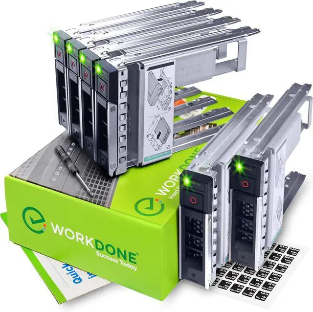 Main image of 6-Pack - 3.5" Hard Drive Caddy with 2.5" HDD Adapter - Compatible for Dell PowerEdge Servers - R240 R340 R740 R640 R550 R450 R740xd2 R7415 R7425 R6415 - Setup Manual