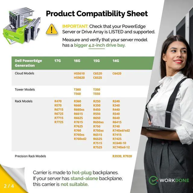 Alt view image 3 of 7 - 6-Pack - 3.5" Hard Drive Caddy with 2.5" HDD Adapter - Compatible for Dell PowerEdge Servers - R240 R340 R740 R640 R550 R450 R740xd2 R7415 R7425 R6415 - Setup Manual