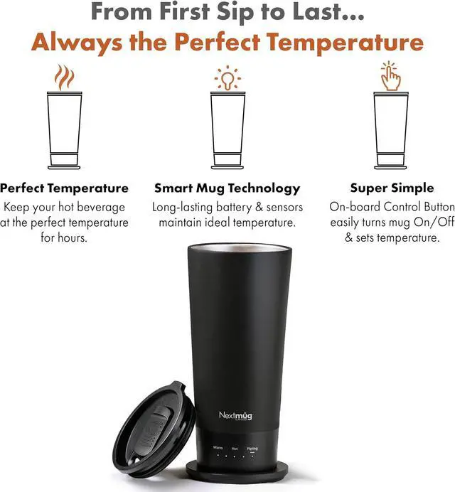 Alt view image 2 of 7 - Nextmug Go - Temperature-Controlled, Self-Heating Travel Mug (Black - 16 oz.)