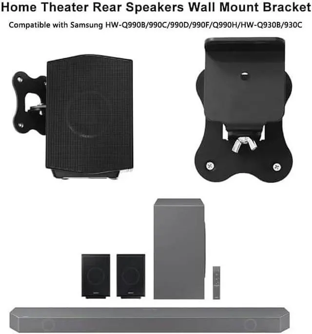 Alt view image 2 of 7 - 1 Pair Metal Wall Mount Brackets for Samsung HW-Q990C/Q990B/Q990D/Q990F/Q990H/Q930 Surround Rear Speakers, Home Theater Surround Sound System Wallmount Accessories