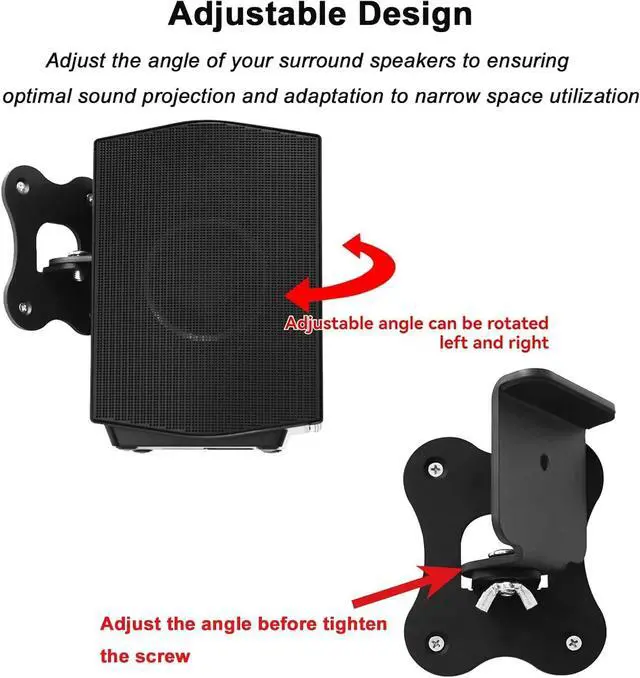 Alt view image 4 of 7 - 1 Pair Metal Wall Mount Brackets for Samsung HW-Q990C/Q990B/Q990D/Q990F/Q990H/Q930 Surround Rear Speakers, Home Theater Surround Sound System Wallmount Accessories