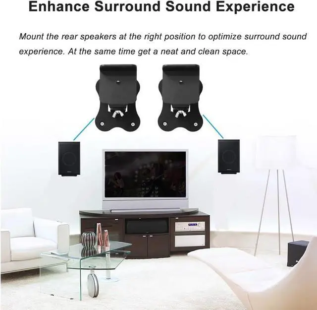 Alt view image 5 of 7 - 1 Pair Metal Wall Mount Brackets for Samsung HW-Q990C/Q990B/Q990D/Q990F/Q990H/Q930 Surround Rear Speakers, Home Theater Surround Sound System Wallmount Accessories