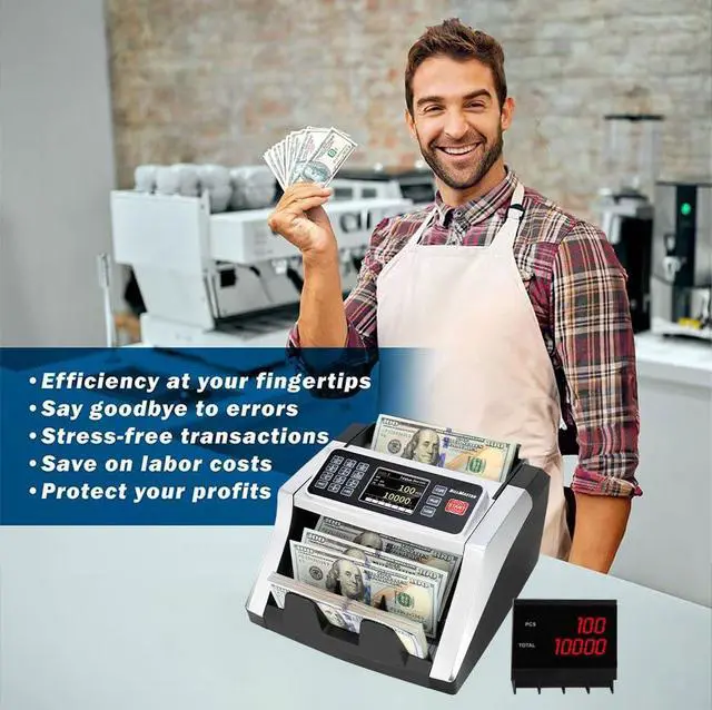 Alt view image 2 of 7 - BM6520 Money Counter Machine Value Counting Cash Counter USD EUR CAD MXN UV MG IR DD Fake Bill Detector with Batch & Add TFT Color Screen 1300/min US Service Team