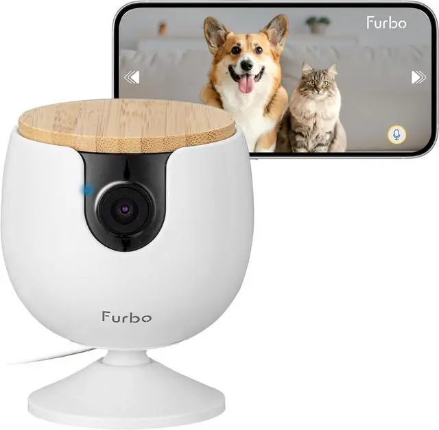 Main image of Mini Pet Camera: Security Cam w/Barking/Meowing Alerts, Cat or Dog Tracking w/Phone App, Smart Home Indoor Monitoring, 2-Way Speaker. No Subscription Needed. Standard See, Talk & Toss Features