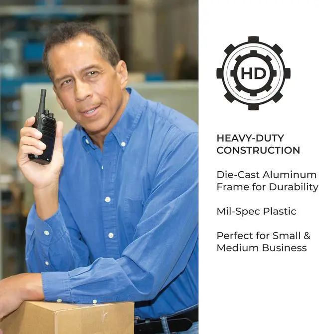 Alt view image 6 of 7 - BizTalk BR200 Business Radio 2W Industrial Grade Two Way Radio Compact Size High Performance Walkie Talkie 250,000 Square Feet of Coverage