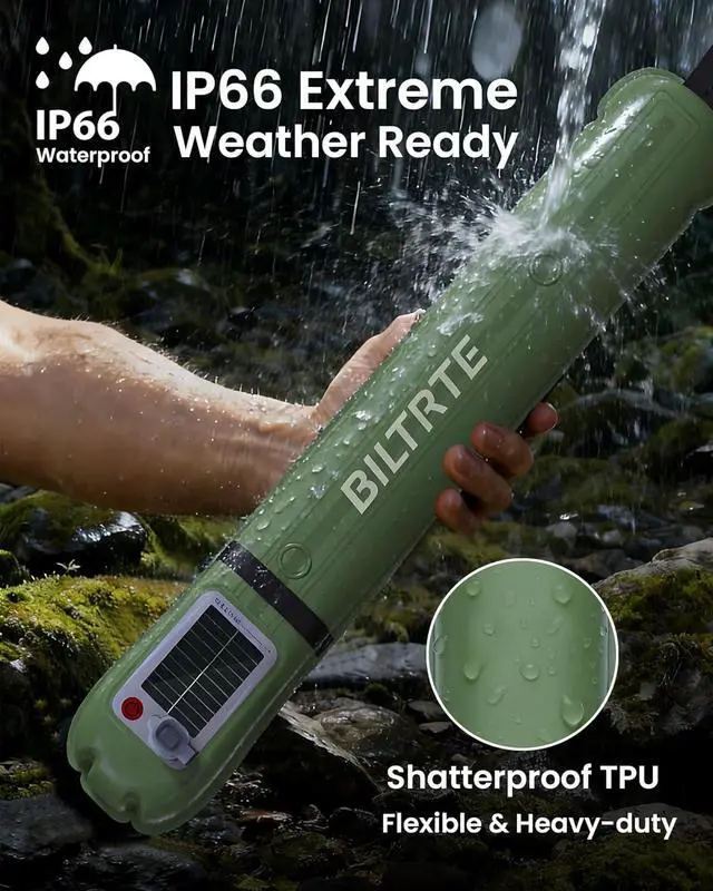 Alt view image 6 of 7 - 2 Pack 24" Inflatable Solar Camping Lantern, Magnetic LED Tube Light with USB-C 2000mAh Phone Charger,IP66 Waterproof TPU Tent Light for Hurricane Emergency, Backpacking & Off-Grid Survival