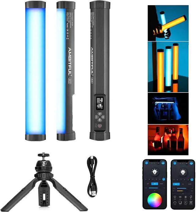 Main image of A2 RGB LED Light Wand -Full Color Magnetic Video Light Stick,Handheld Tube Light with 29 Effects, 2500-8500K, 2500mAh, CRI 95+ for Photography, YouTube, TikTok (A2+Desktop Tripod)