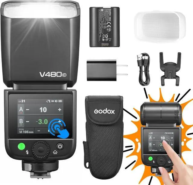 Main image of Godox V480-C Camera Flash for Canon, V480C with Diffuser TTL High-Speed Sync on Camera Flash GN50 1/8000s 650 Full-Power Flashes with 7.2V/2200mAh Rechargeable Battery