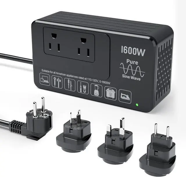 Main image of 220V to 110V Converter for European International Travel - Eleclead 1600W Voltage Converter US to Europe for Hair Dryer, Straightener, Curling Iron, Plug & Play - Power Any U.S. Appliances in 220-250V