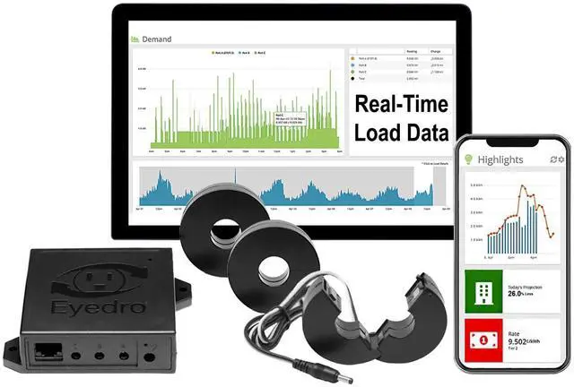 Main image of 3-Phase Commercial & Industrial Energy Meter - Real-Time kWh/W/A/V/PF/$ Data - Solar & Net Metering - WiFi (2.4 GHz) & Ethernet - Up to 600V - 3×200A Sensor - Made in North America