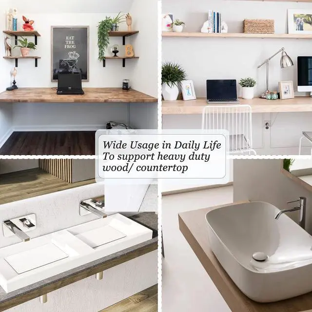 Alt view image 6 of 7 - Free Hanging Countertop Support Bracket 14" Lx2.5 W 2 Pack Hidden Floating Wall Bracket 3/8" Thick Heavy Duty Shelf Bracket for Floating Bars,Bench Seats,Vanities