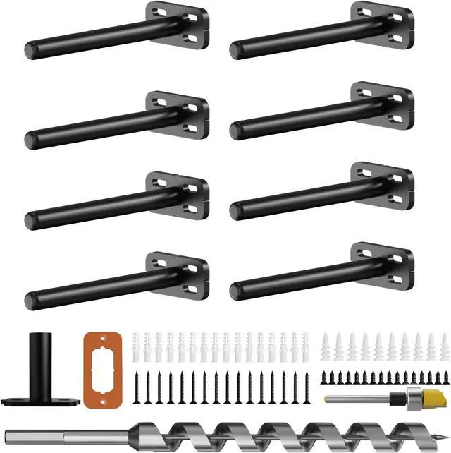Main image of 8pcs Wall Shelf Brackets Heavy Duty Floating Shelf Bracket Hidden,Invisible Black Shelving Brackets Decorative Floating Shelf Hardware Heavy Duty,Metal Shelf Support Bracket(6"-8pcs)