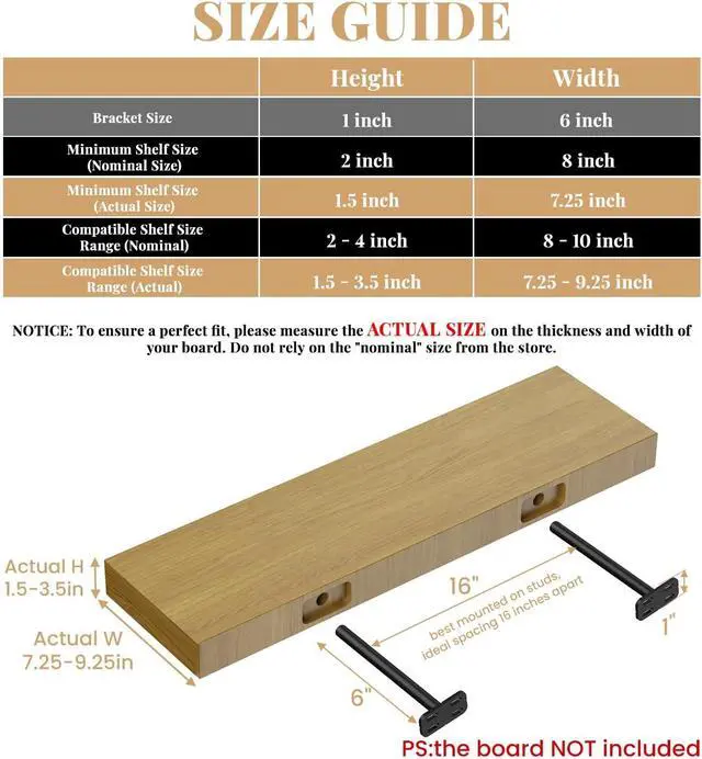 Alt view image 2 of 7 - 8pcs Wall Shelf Brackets Heavy Duty Floating Shelf Bracket Hidden,Invisible Black Shelving Brackets Decorative Floating Shelf Hardware Heavy Duty,Metal Shelf Support Bracket(6"-8pcs)