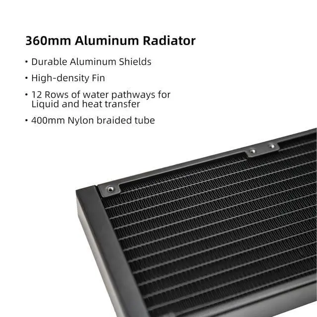Alt view image 6 of 7 - Aqua Freeze AIO Cooler 360mm Radiator Liquid CPU Cooler RGB All-in-One Water Cooling System, 3x120mm ARGB Fans, AM5/AM4 LGA1800/1700/115X Sockets Compatible (360mm, Black)