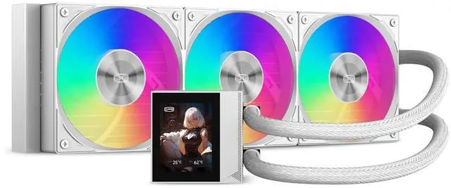 Main image of CPU Cooler, 360mm AIO Liquid Cooling, High-Performance Pump, 2.4 IPS Display, CPS ARGB Water Cooling with Quiet F5 R120 Fans(DC360 White)