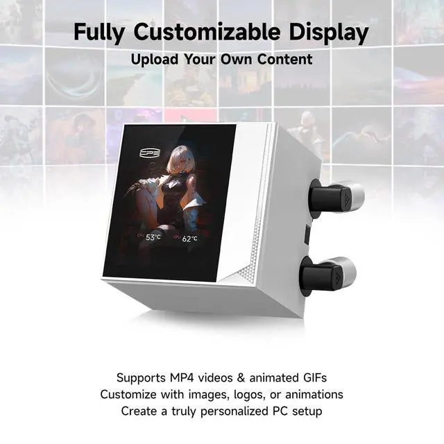 Alt view image 3 of 7 - CPU Cooler, 360mm AIO Liquid Cooling, High-Performance Pump, 2.4 IPS Display, CPS ARGB Water Cooling with Quiet F5 R120 Fans(DC360 White)