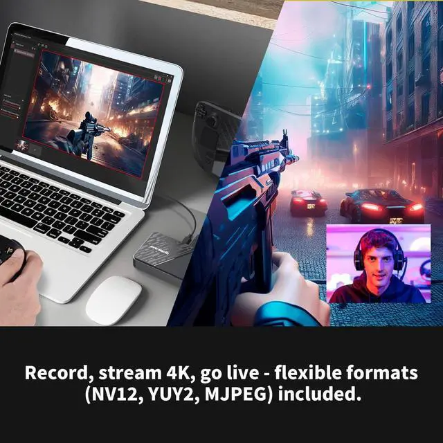 Alt view image 4 of 7 - Capture Card for Streaming, 4K60 HDR Passthrough, 1080p60 Video Recording, Ultra-Low Latency Game Streaming for Switch 2, Xbox, PS5, PC on Twitch, OBS, Win11, Mac - StreamLine MINI+ GC311G2