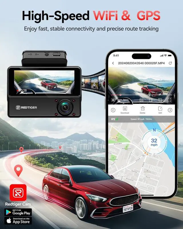 Alt view image 7 of 7 - 530° Dash Cam 3 Channel, 2.5K+2.5K+1080P Triple Car Camera with IR Night Vision, Touch Screen, Dashcam for Front Inside Rear Included WiFi GPS, 24H Parking Mode(No Card Included)