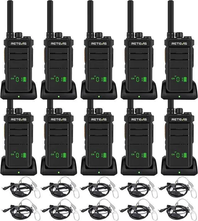 Main image of RB26H 2 Way Radio Long Range,Commercial Walkie Talkies with Earpieces,2000mAh 21-Hrs,USB-C,Flashlight,NOAA,GMRS Repeater Capable,Two-Way Business Radios for Healthcare Retail Security(10-Pack)
