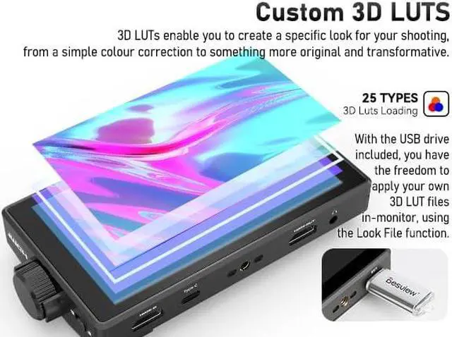 Alt view image 4 of 5 - 5.5'' 4K HDMI HDR Camera Field Monitor with IPS Touchscreen & 3D LUT, External DSLR Monitor for Filming or Studio Shooting (Battery Not Included)