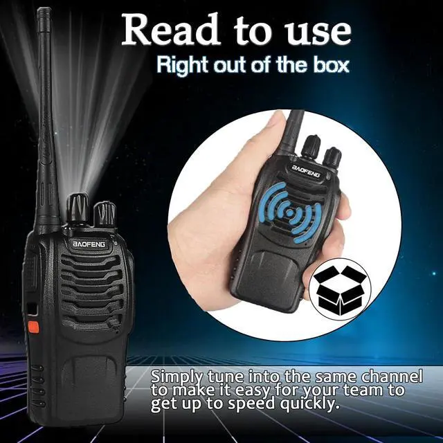 Alt view image 3 of 6 - 12 Pack BF-888S Walkie Talkies for Adults Long Range Handheld Two-Way Radios Rechargeable with Earpiece Mic,16 Channel Walky Talky with Flashlight for Team, School, Hunting, Skiing