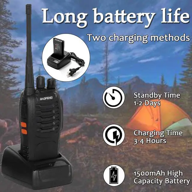 Alt view image 4 of 6 - 12 Pack BF-888S Walkie Talkies for Adults Long Range Handheld Two-Way Radios Rechargeable with Earpiece Mic,16 Channel Walky Talky with Flashlight for Team, School, Hunting, Skiing