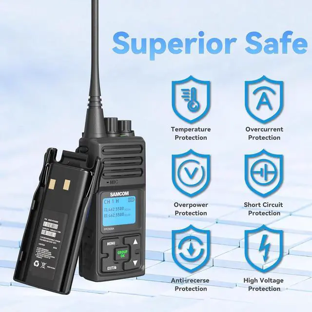 Alt view image 5 of 7 - Two Way Radio with Shoulder Speaker Mic,5W High Power 2 Way Radios Long Range Walkie Talkie Earpiece with Mic for Adults Construction Site School Security Church Industrial (4 Pack)
