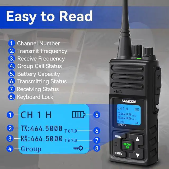 Alt view image 7 of 7 - Two Way Radio with Shoulder Speaker Mic,5W High Power 2 Way Radios Long Range Walkie Talkie Earpiece with Mic for Adults Construction Site School Security Church Industrial (4 Pack)