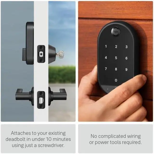 Alt view image 3 of 7 - Approach Lock Deadbolt, Black Suede Key-Free Smart Entry Door Lock with Wi-Fi Connected Touchscreen Keypad and Biometric Fingerprint Scanner for Code Entry, B-YRR110-F-WF1-N-BSP
