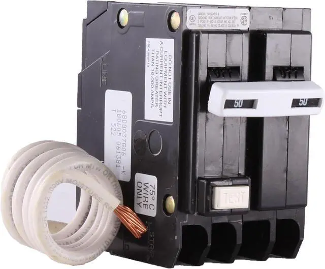 Main image of ABB Q-Line® THQL2150GFT 50A 240-Volts Double Pole Circuit Breaker 50 Amp Double Pole Ground Fault Breaker with Self-Test 120/240 VAC 2-Pole GFCI Breaker Ground Fault Circuit Interrupter