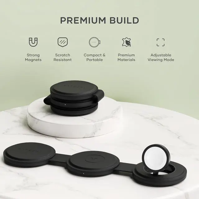 Alt view image 5 of 7 - OntheGo 3 in 1 Wireless Charger, Qi2 Portable Charger with 15W Fast Charging for iPhone 17 to 12 Series, 5W for Watch, and 5W for AirPods, Magnetic Travel Charging Station Black