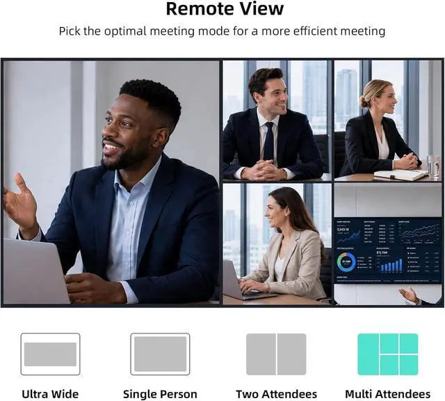 Alt view image 3 of 7 - Meeting S 1080P HD Conference Room Camera, AI Face Recognition and Speaker Tracking, 8 Noise Cancelling Mics, Smart Zoom, Automatic Focus, 180-Degree, Plug & Play, Compatible with Teams, Skype
