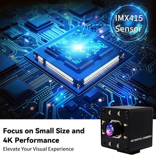 Alt view image 7 of 7 - USB Camera 4K Autofocus Webcam High Resolution UHD 2160P Camera with 8pcs White LEDs,100°No Distortion Lens Webcamera with IMX415 Sensor,30fps Plug and Play Web Cam for Video Conference