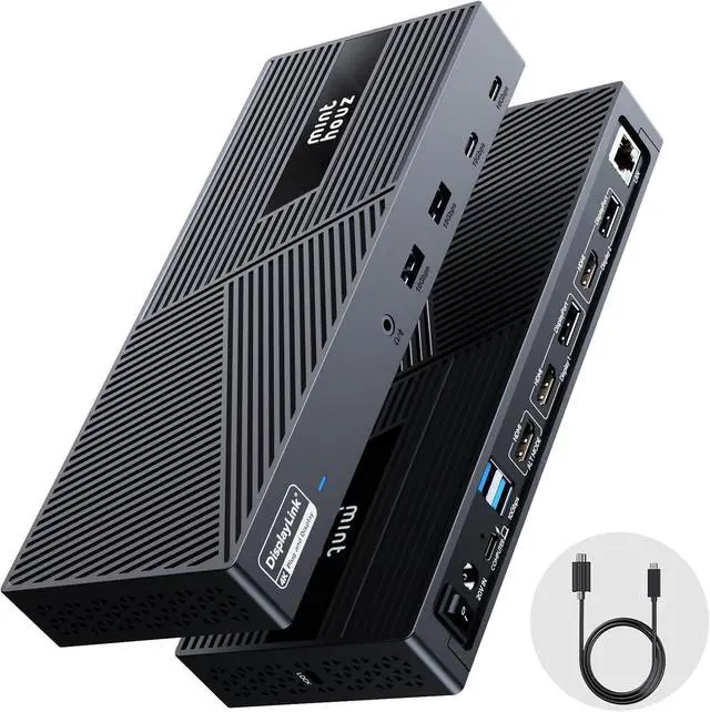 Main image of DisplayLink Docking Station Triple Monitor 4K@60Hz, 14-in-1 USB C Dock for MacBook Dell HP , 160W Adapter,100W PD Charging for Thunderbolt 5/4/3, 3HDMI,2DP, 6 USB A/C, LAN, Audio