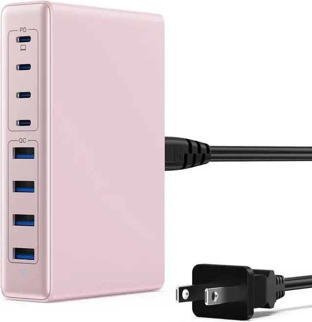 Main image of 200W USB C Charger Block,8-Ports GaN III Fast Charging Station Hub,PD 65W Laptop Chargers Wall Charger Power Adapter for MacBook Pro/Air,DELL,Steam Desk,iPhone 17/16,iPad,Galaxy S25,Pixel-Pink