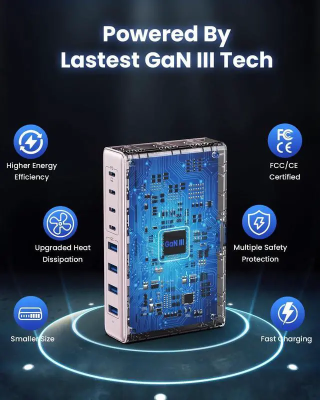 Alt view image 5 of 7 - 200W USB C Charger Block,8-Ports GaN III Fast Charging Station Hub,PD 65W Laptop Chargers Wall Charger Power Adapter for MacBook Pro/Air,DELL,Steam Desk,iPhone 17/16,iPad,Galaxy S25,Pixel-Pink