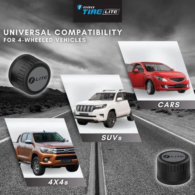 Alt view image 4 of 7 - TIRE LITE TPMS Sensor - Wireless Tire Pressure Monitoring System with Bluetooth 5.0 | Real-Time Tire Pressure Sensor | Easy DIY Installation for Car SUV & 4x4 | Compatible with iOS & Android