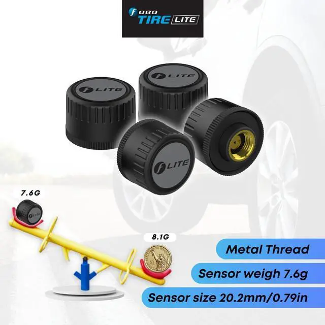 Alt view image 6 of 7 - TIRE LITE TPMS Sensor - Wireless Tire Pressure Monitoring System with Bluetooth 5.0 | Real-Time Tire Pressure Sensor | Easy DIY Installation for Car SUV & 4x4 | Compatible with iOS & Android
