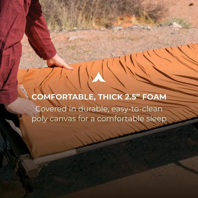 Alt view image 4 of 6 - Teton Outfitter Sleeping Pad for Cot, Extra Thick Comfortable Camping Mattress for Adults, Portable Roll-Up Camp Pad, Durable Foam Cushioning