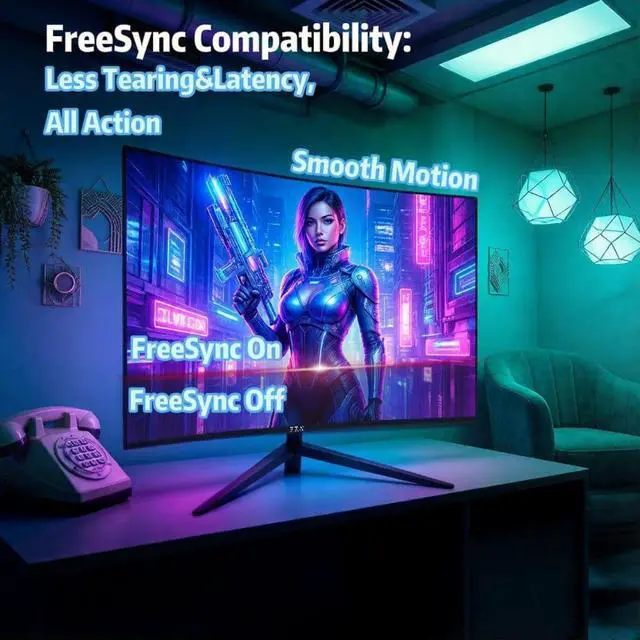 Alt view image 5 of 7 - 27" Curved Gaming Monitor, 280Hz 240Hz Gaming Monitor, 1800R VA Panel, 120% sRGB, FreeSync, 1ms GTG, Esports Ready Display, Flicker-Free, HDMI & DP, VESA Mount - Black