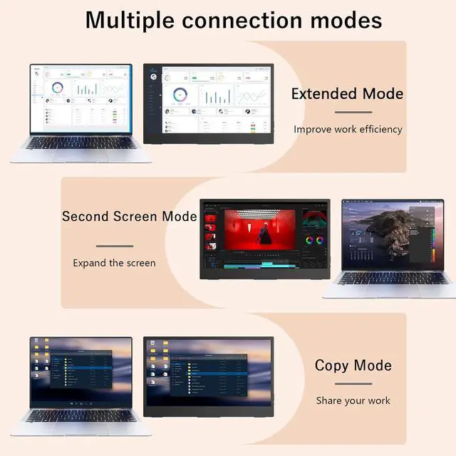 Alt view image 5 of 7 - 15.6" Portable Monitor Touchscreen,1080P FHD Laptop Screen Extender, 300 Nits Brightness IPS Display,Travel Monitor with Kickstand & Speaker, HDMI USB-C External Monitors for Laptop Computer Switch