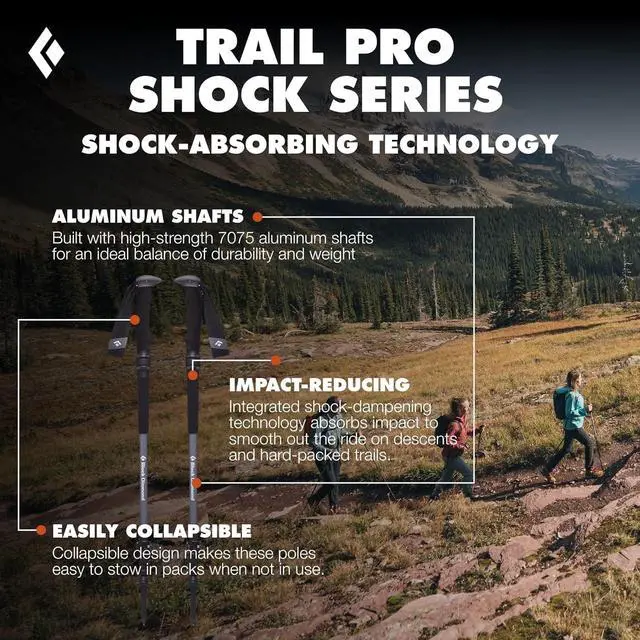 Alt view image 2 of 7 - Trail Trekking Poles (Pair) | Lightweight Aluminum Hiking Poles | Natural, Cork, or Foam Grips | FlickLock Adjustable Shafts for All-Season Stability