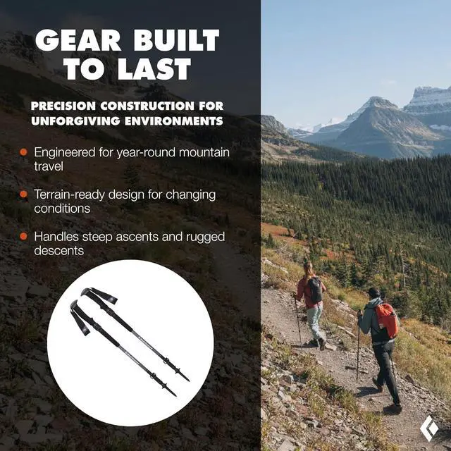 Alt view image 3 of 7 - Trail Trekking Poles (Pair) | Lightweight Aluminum Hiking Poles | Natural, Cork, or Foam Grips | FlickLock Adjustable Shafts for All-Season Stability